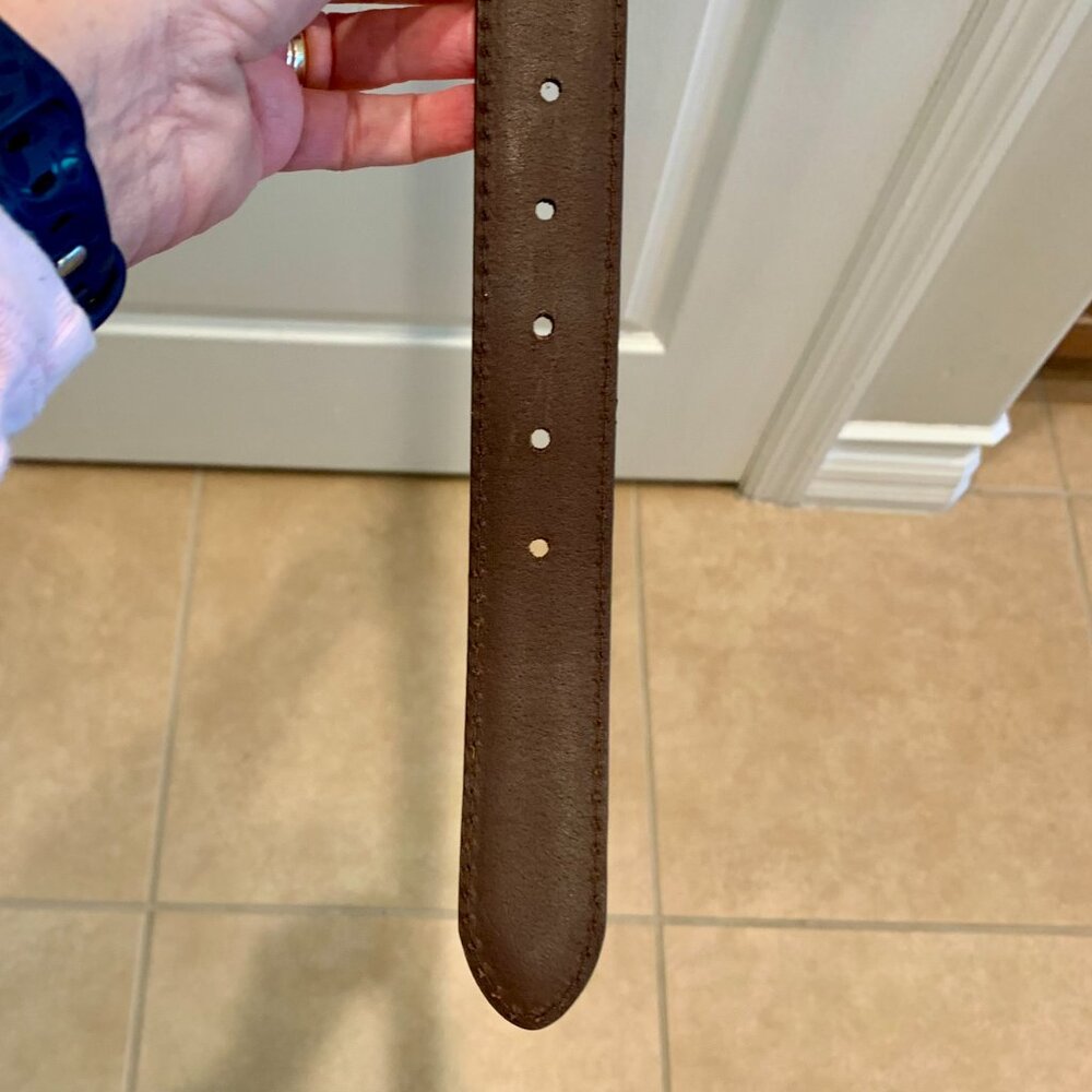 LAUREN RALPH LAUREN 100% Leather Brown Belt Size 36 with Brass Buckle Preppy - Picture 8 of 11